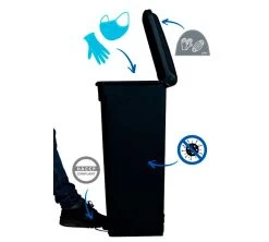 Probbax Cubo Basura Antrimicrobiano Con Tapa, Pedal Y Ruedas -Buffalo Ventas probbax cubo basura antimicrobiano tapa pedal ruedas 04